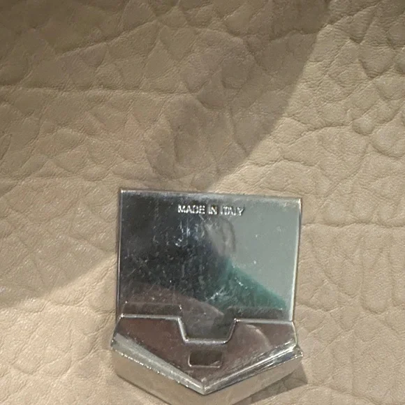 Jimmy Choo Leather Shoulder Bag | Beige & Black | Silver Hardware - Picture 3 of 16